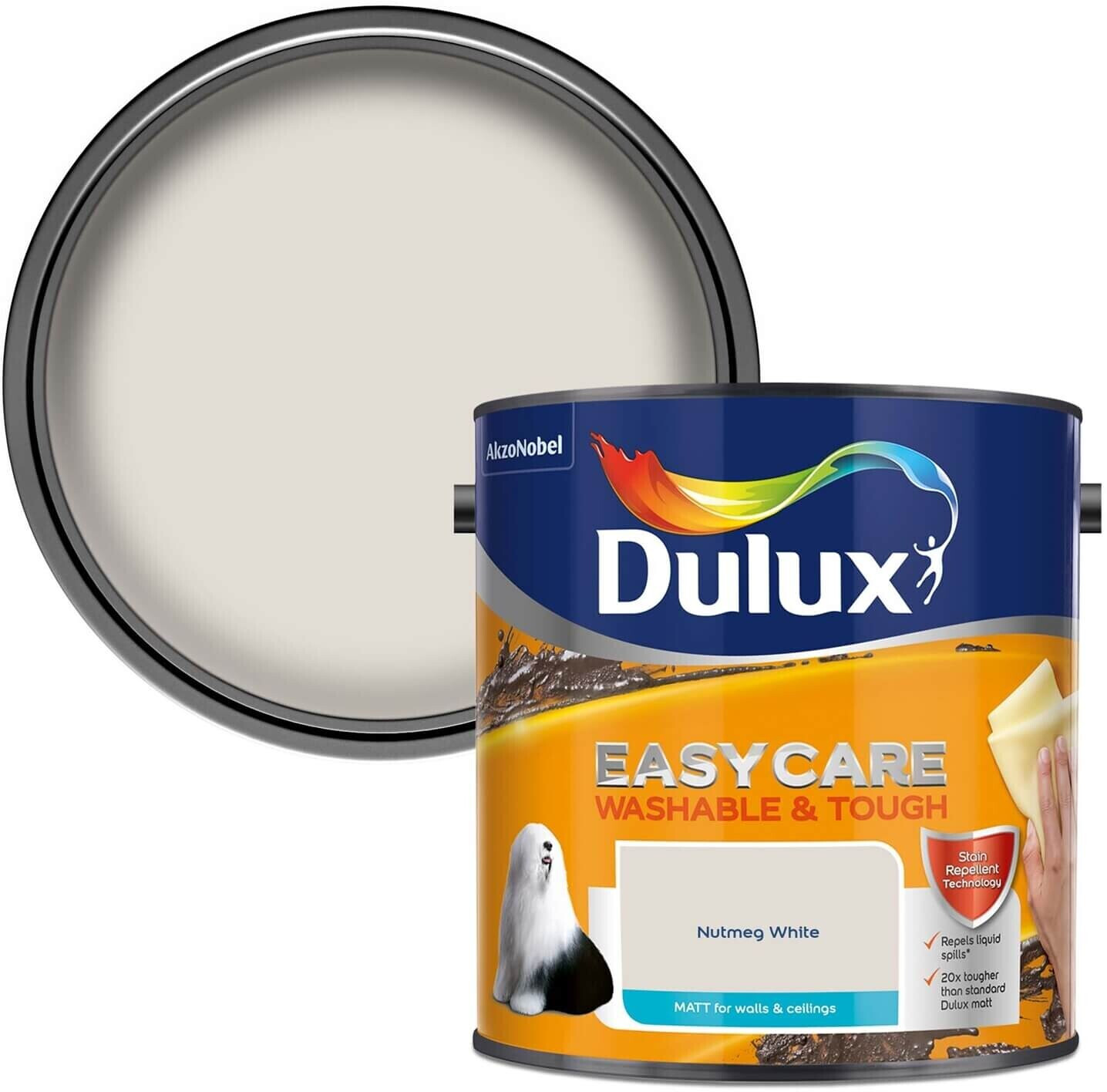 Photos - Paint / Enamel Dulux Easycare Washable & Tough Nutmeg White - Matt - 2.5L 