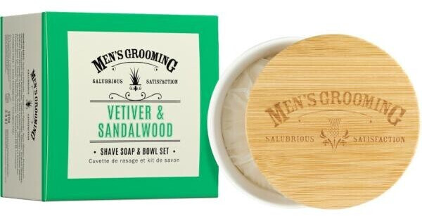 Scottish Fine Soaps Shave Soap & Bowl Set Vetiver & Sandalwood (100g)