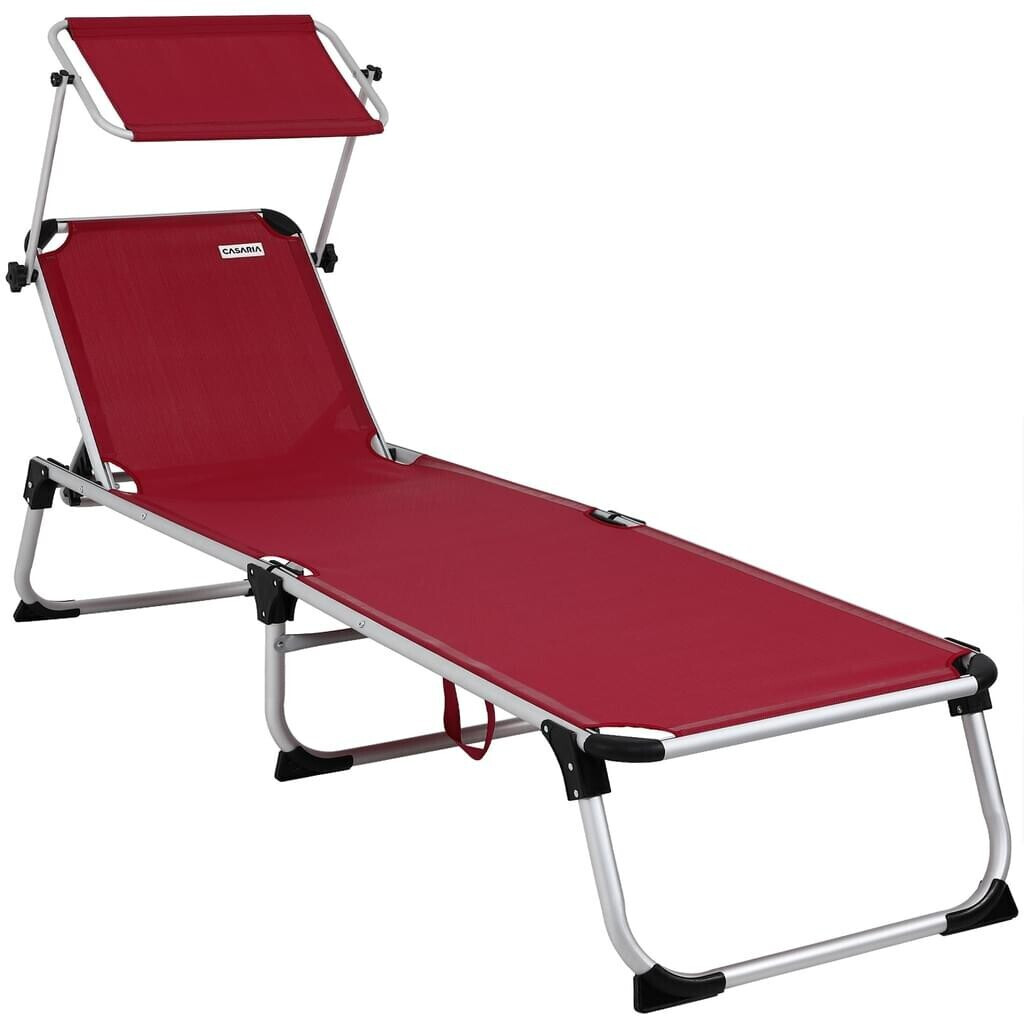 Casaria Canopy Sun Lounger Malta rubin red alu