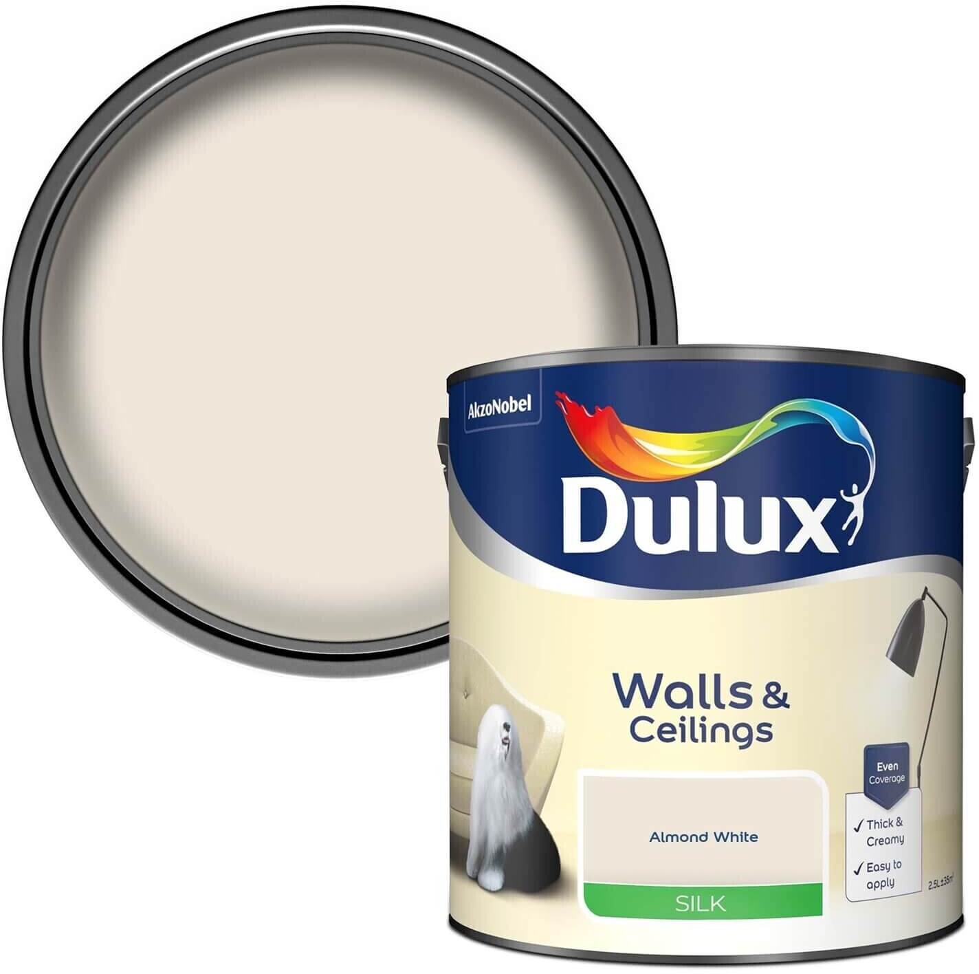 Photos - Paint / Enamel Dulux Almond White - Silk Emulsion Paint - 2.5L 