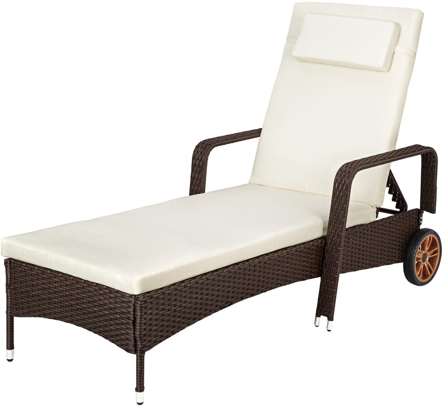 TecTake Sun Lounger Rattan with Rolls Alu