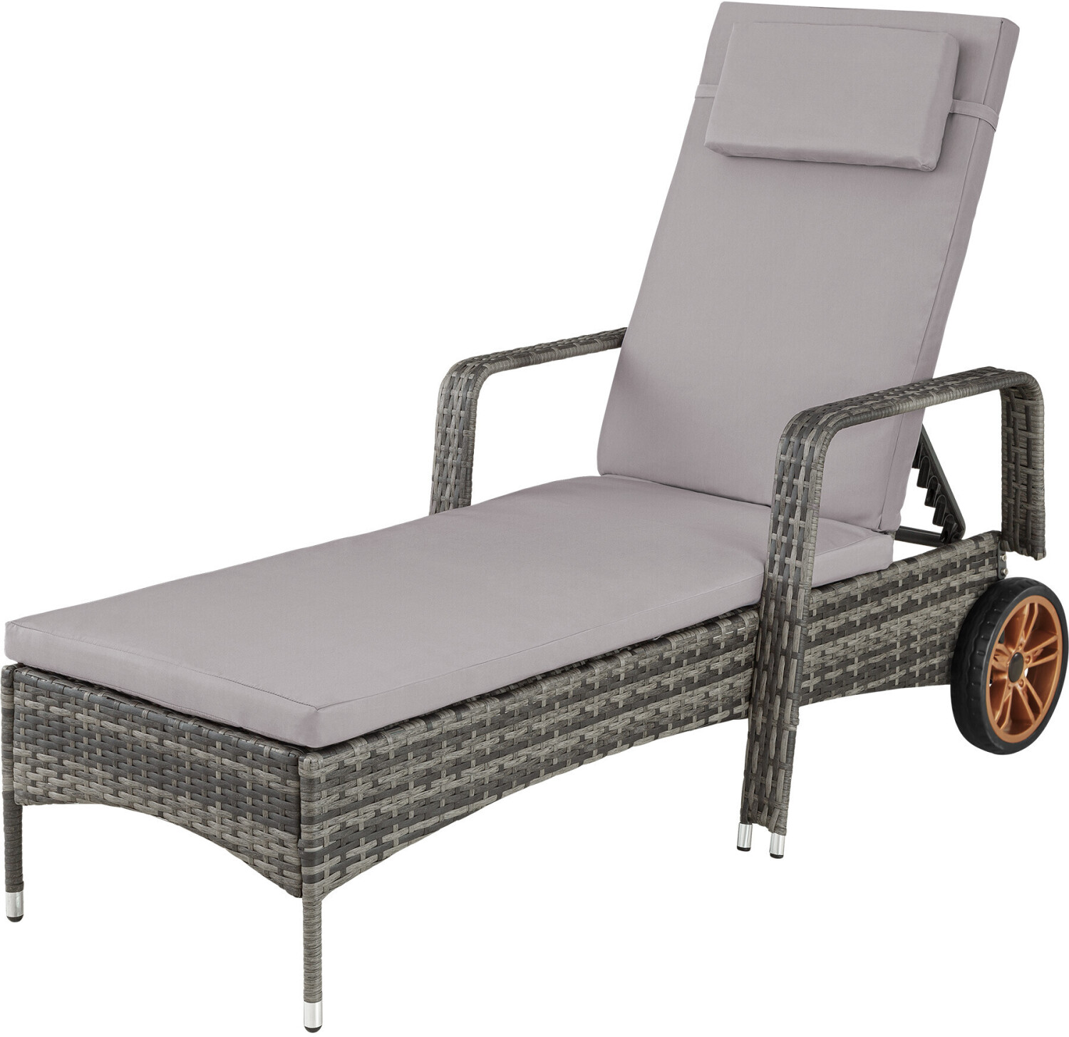 TecTake Sun Lounger Rattan with Rolls Alu (403504)