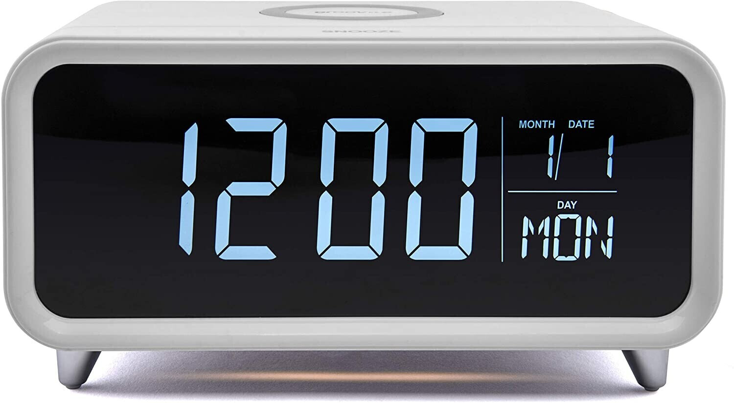Groov-e Athena Alarm Clock with Wireless Charging Pad white