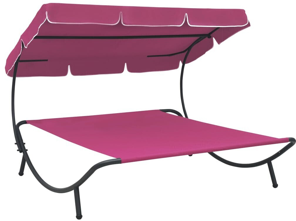 vidaXL Sunbed With Markise pink (313528)
