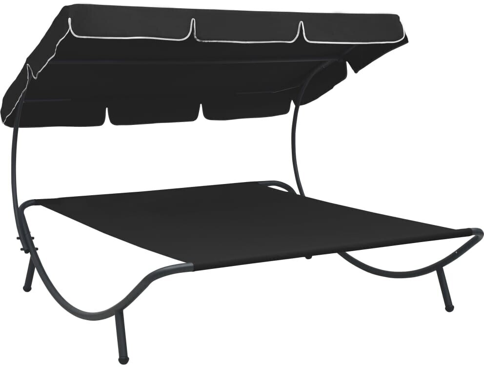 vidaXL Sunbed With Markise black (313525)