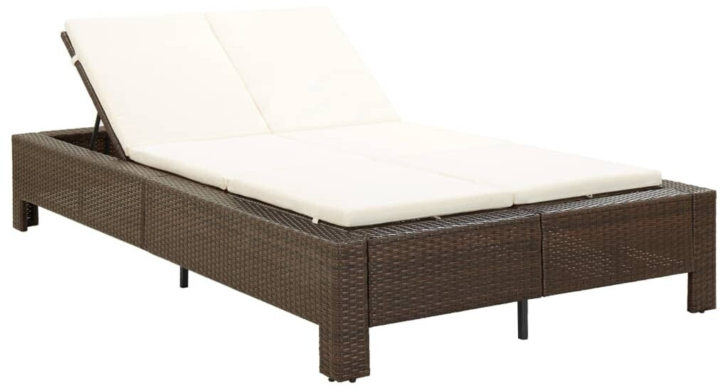 vidaXL 2-Personen-Sonnenliege mit Auflage Poly Rattan braun (46239)