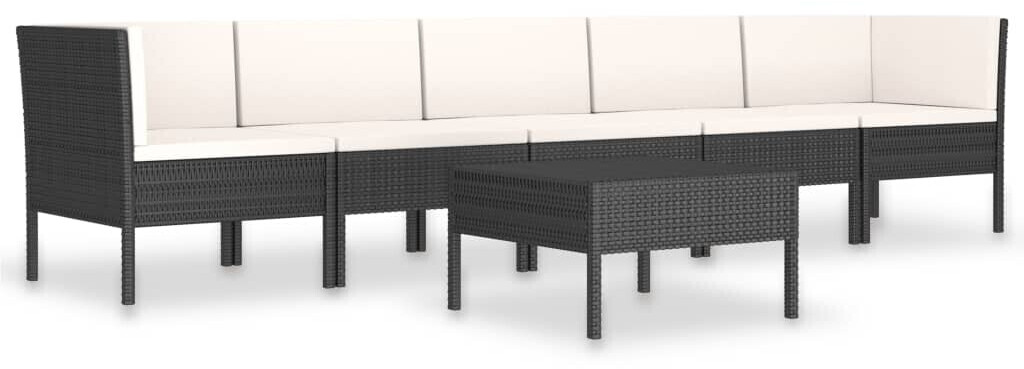 vidaXL 6 Piece Garden Lounge Set Black (3056784)