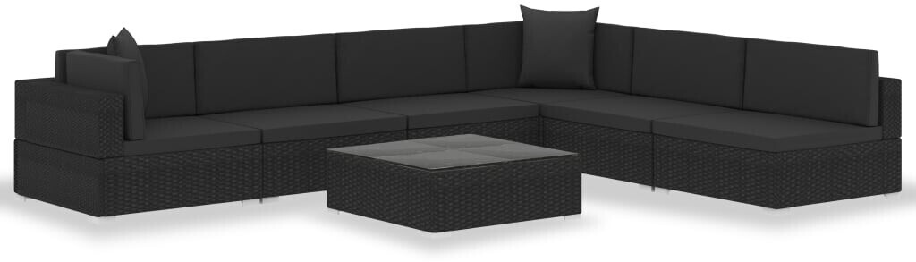 vidaXL 7 Piece Garden Lounge Set Black (47256)