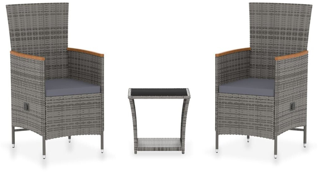 vidaXL 3 Piece Garden Lounge Set Grey (3059364)