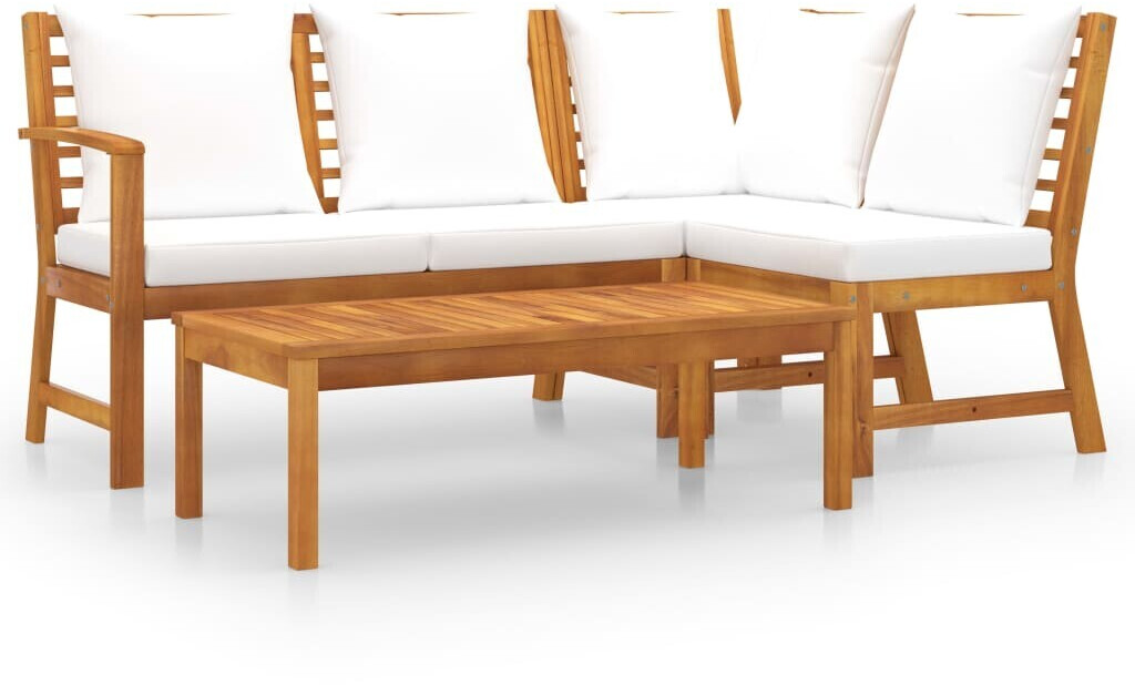 vidaXL 4 Piece Garden Lounge Set White (3057771)