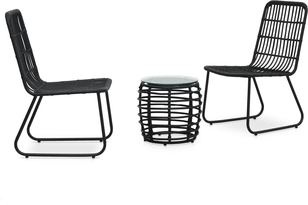 vidaXL 3 Piece Bistro Set Black (48585)