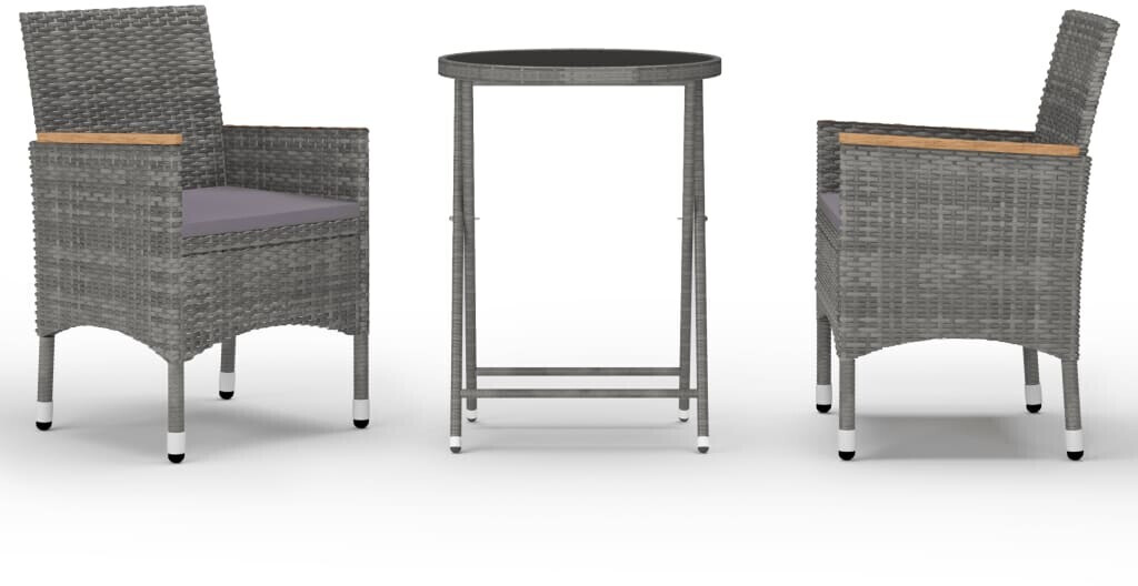 vidaXL 3 Piece Bistro Set Grey (3058385)