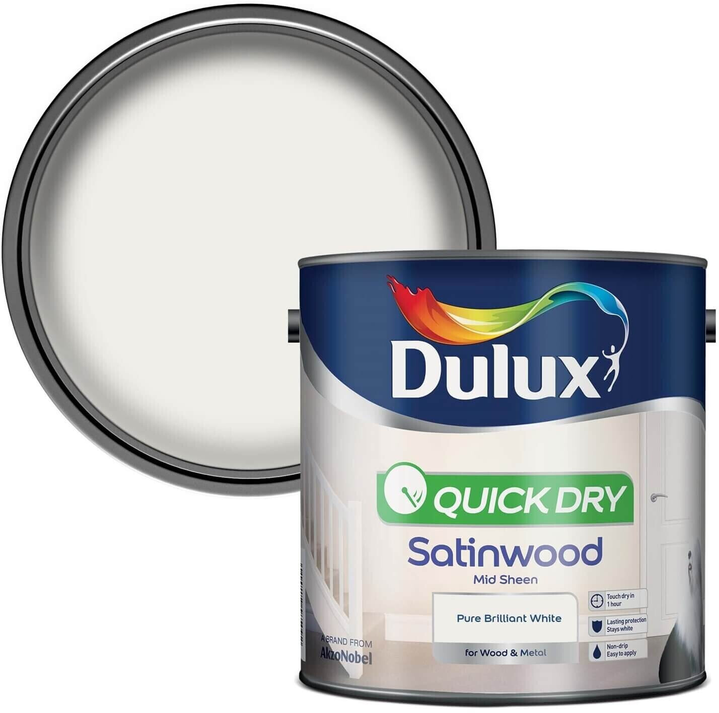 Photos - Paint / Enamel Dulux Pure Brilliant White - Quick Dry Satinwood - 2.5L 