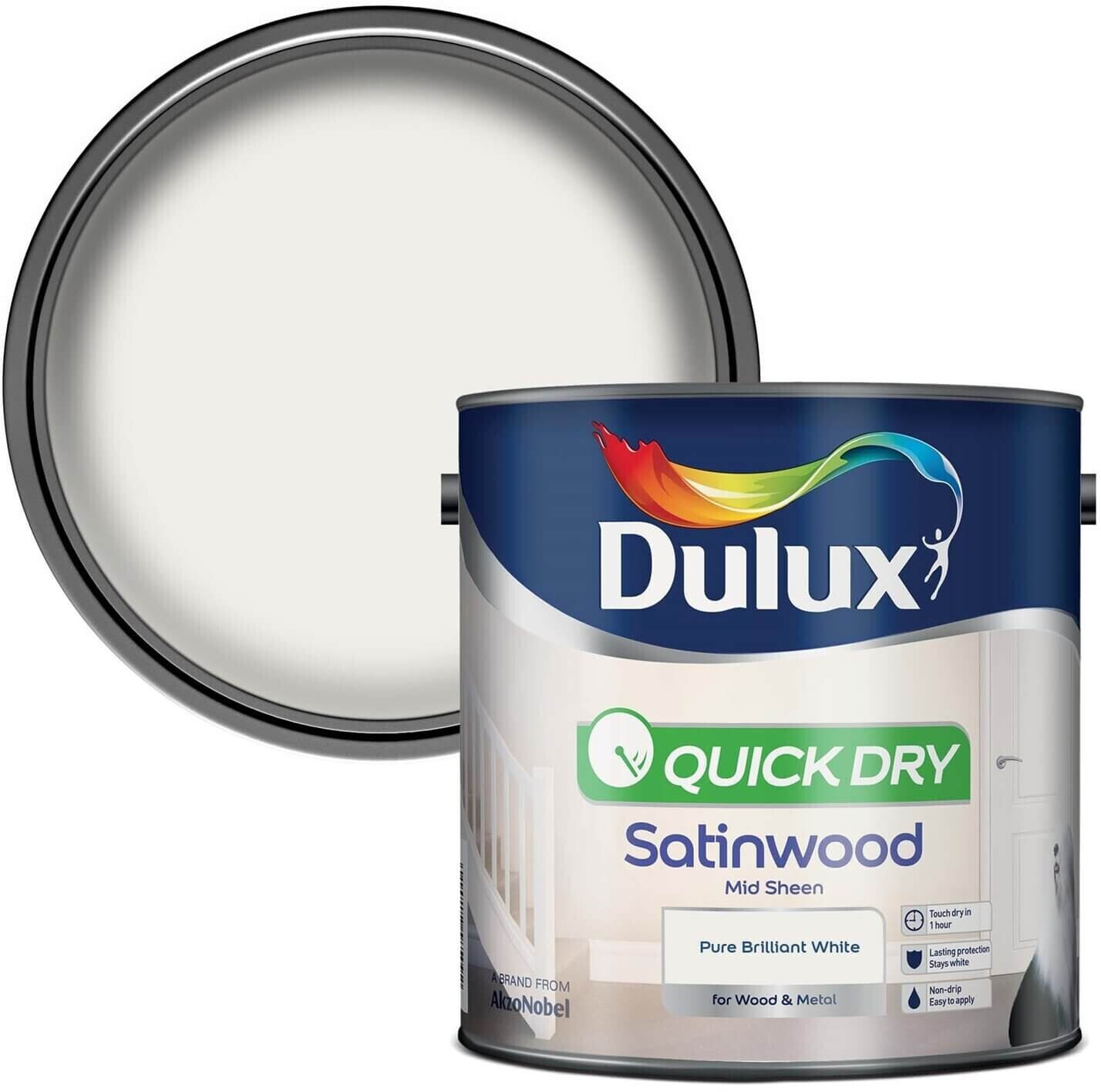 Dulux Pure Brilliant White - Quick Dry Satinwood - 2.5L