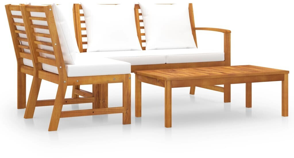 vidaXL 4 Piece Garden Lounge Set White (3057772)
