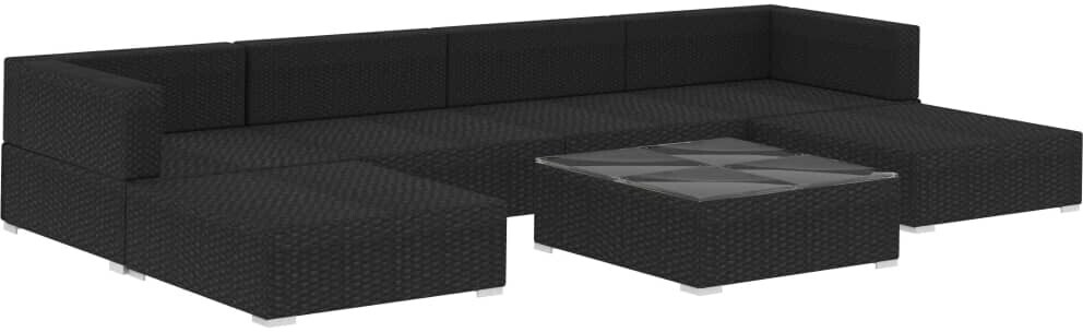 vidaXL 7 Piece Garden Lounge Set Black (47255)