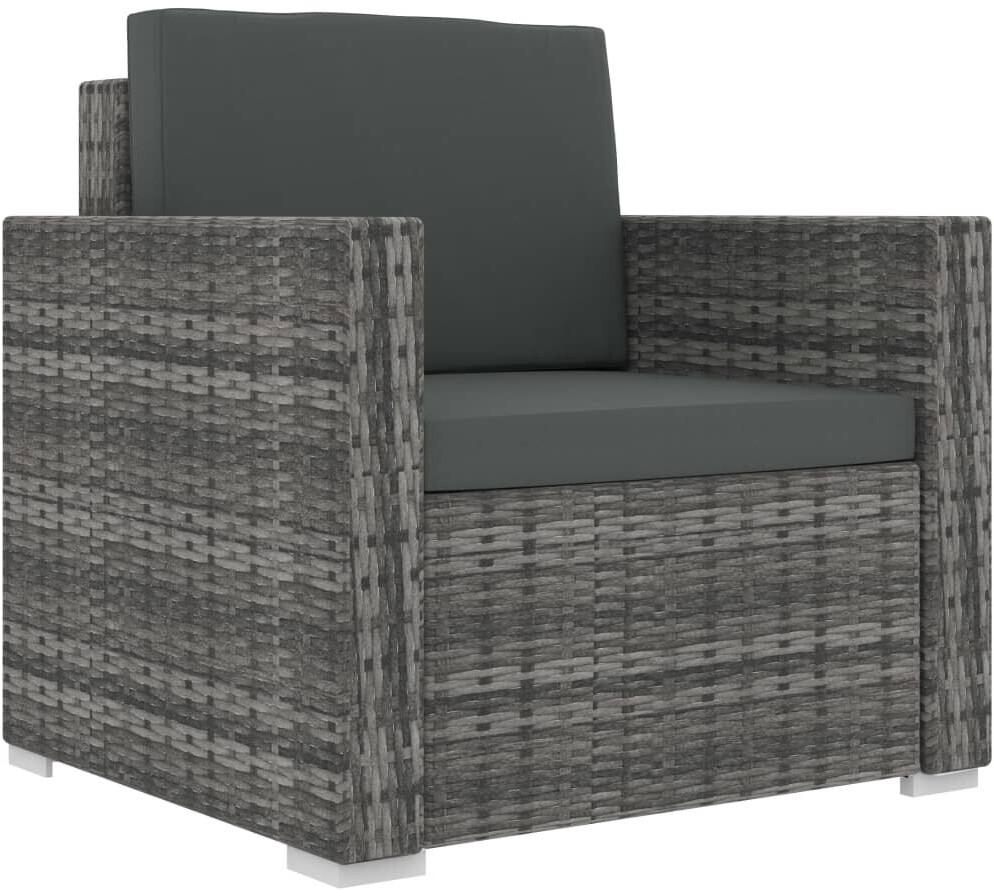 2x Garten-Liegestühle Aus Poly Rattan Grau – Mit Verstellbarer Rückenlehne, Auflage & Seitentasche