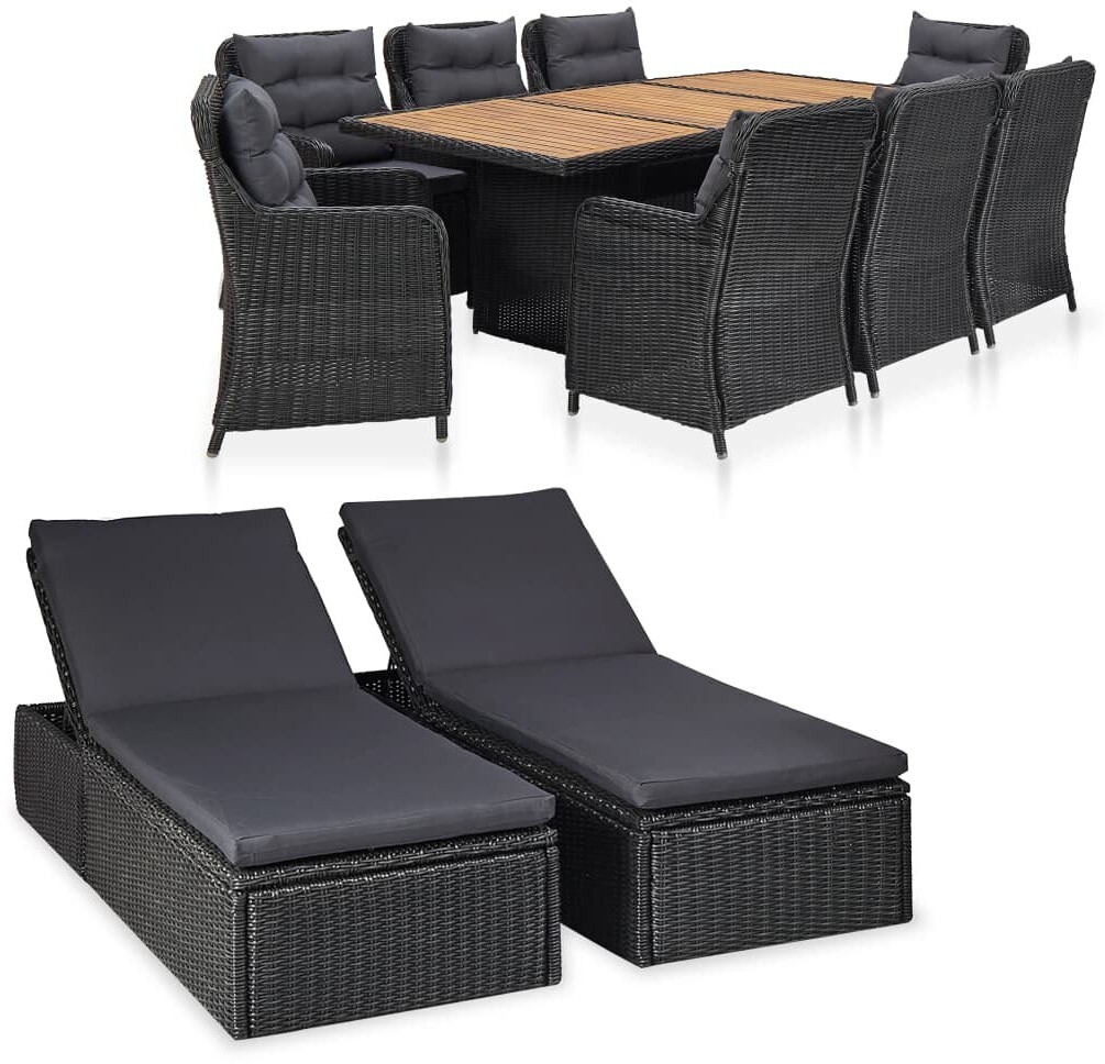 vidaXL 11 Piece Garden Lounge Set Black (46543)