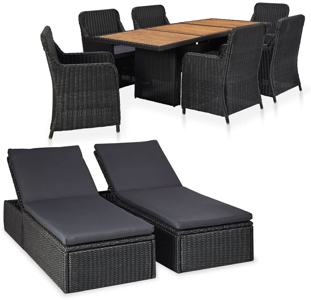vidaXL Garden Lounge Set Black (46542)