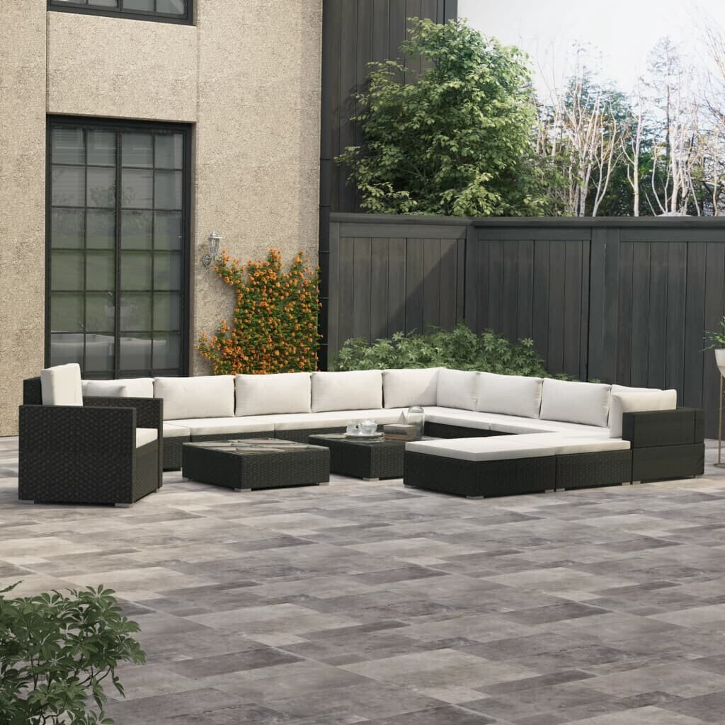 vidaXL Garden Lounge Set Black 1 (46758)