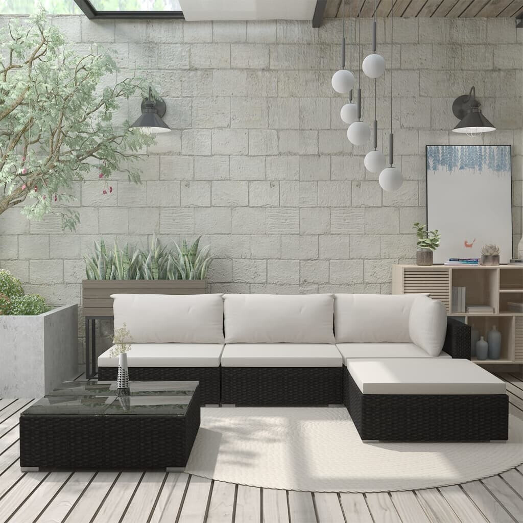 vidaXL Garden Lounge Set Black (46782)