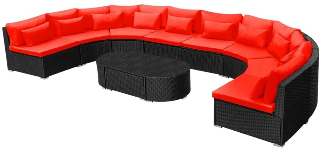 vidaXL 11 Piece Garden Lounge Set Red (42398)