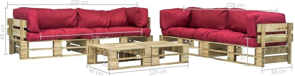 vidaXL Garden Lounge Set rot (275328)