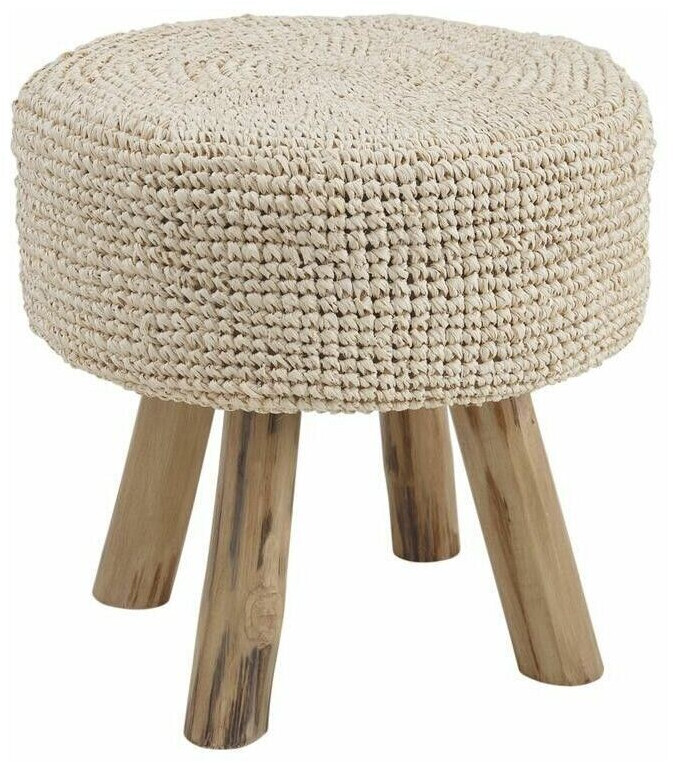 Aubry Gaspard Tabouret cocooning jonc et bois