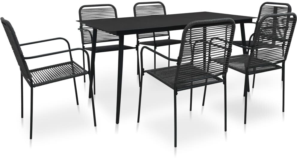 vidaXL Mobilier à dîner d'extérieur (7 pièces) noir