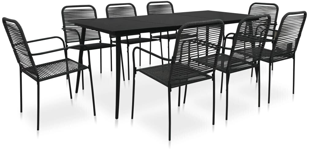 vidaXL Mobilier dîner d'extérieur (9 pièces) noir