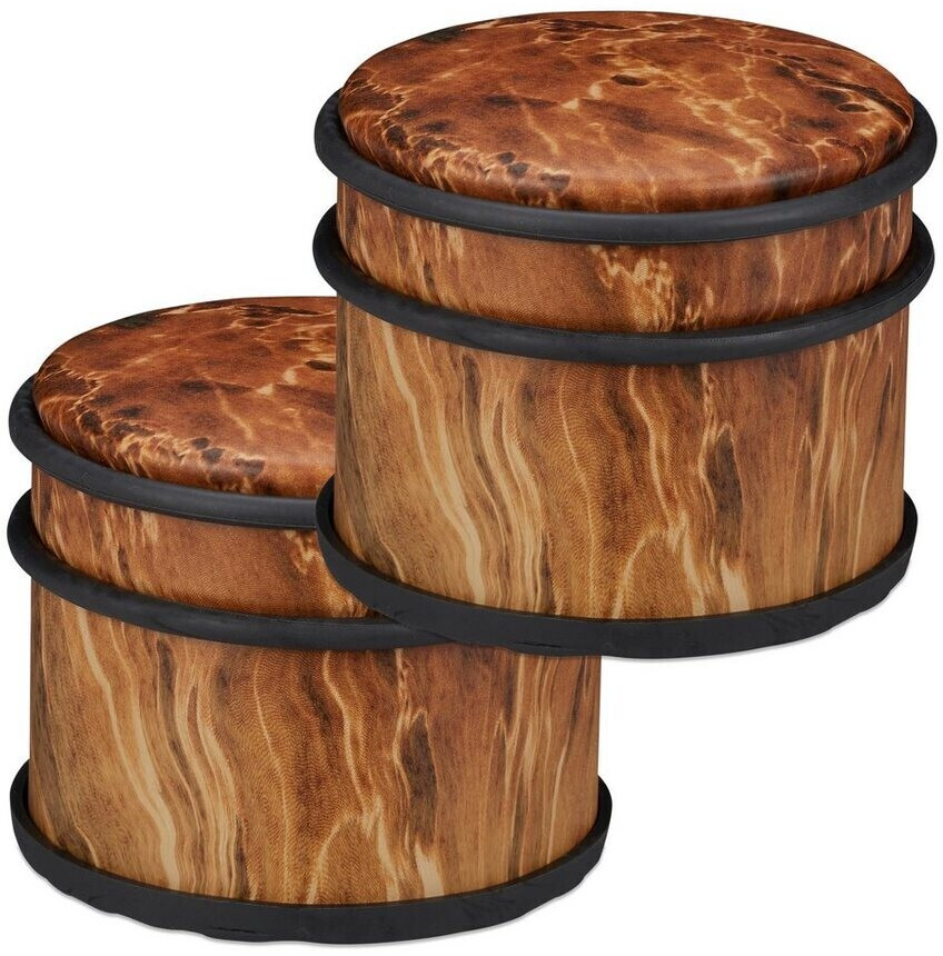 Relaxdays Floor door stoppers 2 x door stoppers, wood look, dark brown