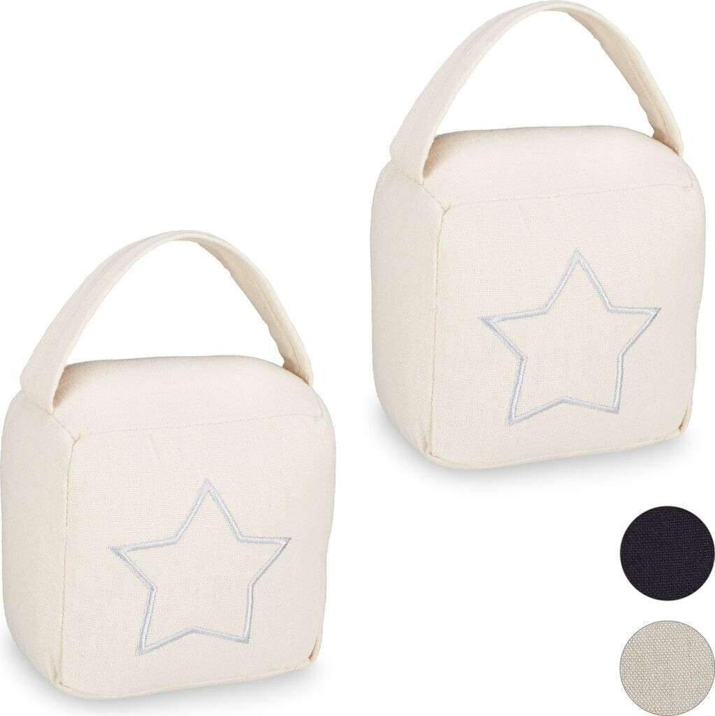 Relaxdays Floor door stoppers 2 x door stoppers sack star beige
