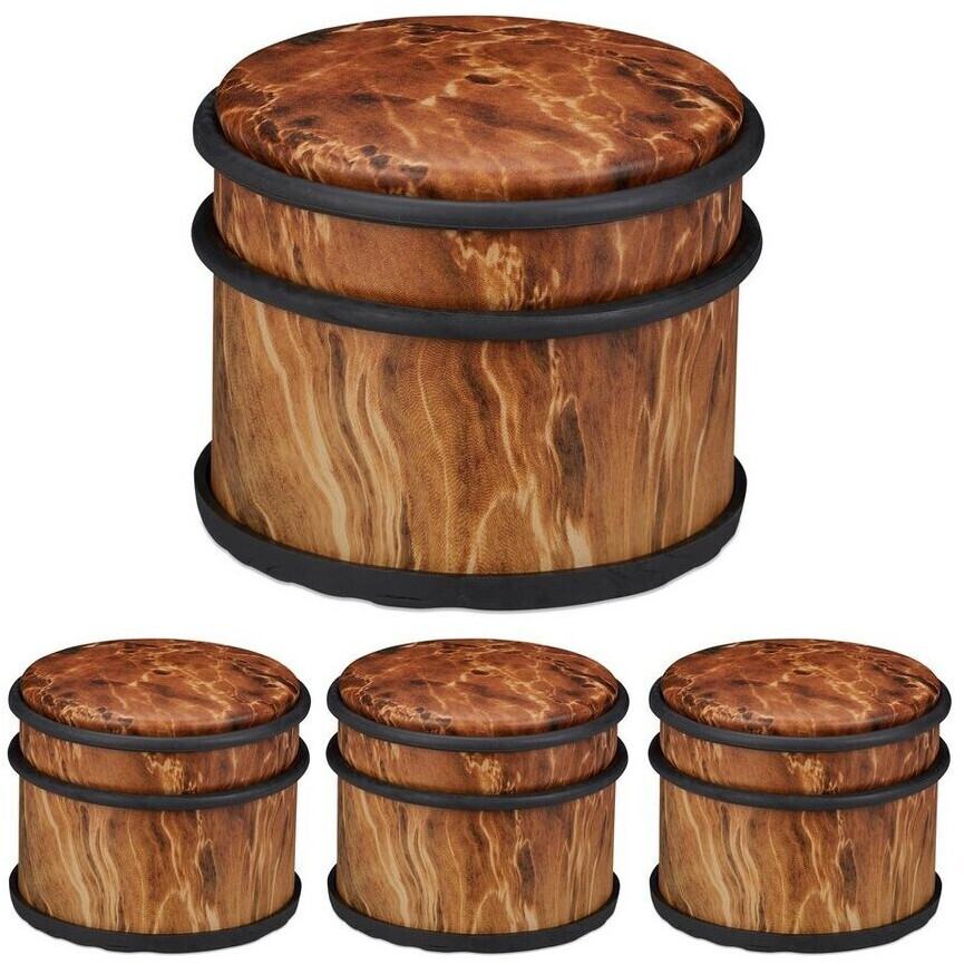 Relaxdays Floor door stoppers 4 x door stoppers, wood look, dark brown