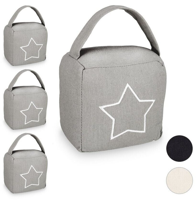 Relaxdays Floor door stop 4 x door stop sack star gray