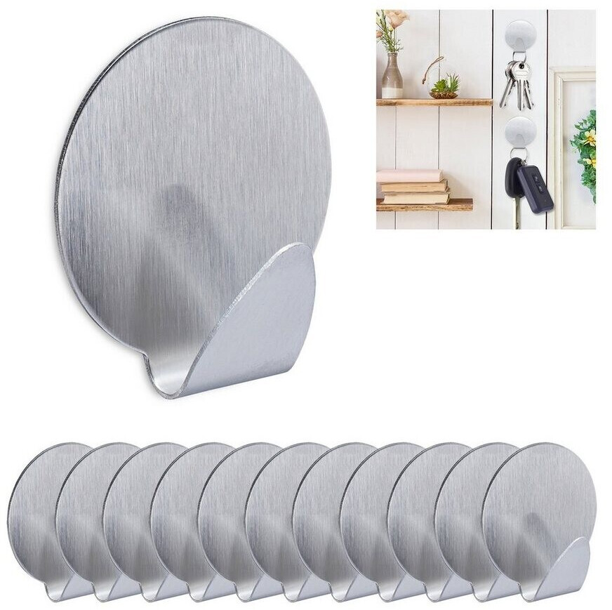 Relaxdays Wall hooks XL adhesive hooks round set of 12