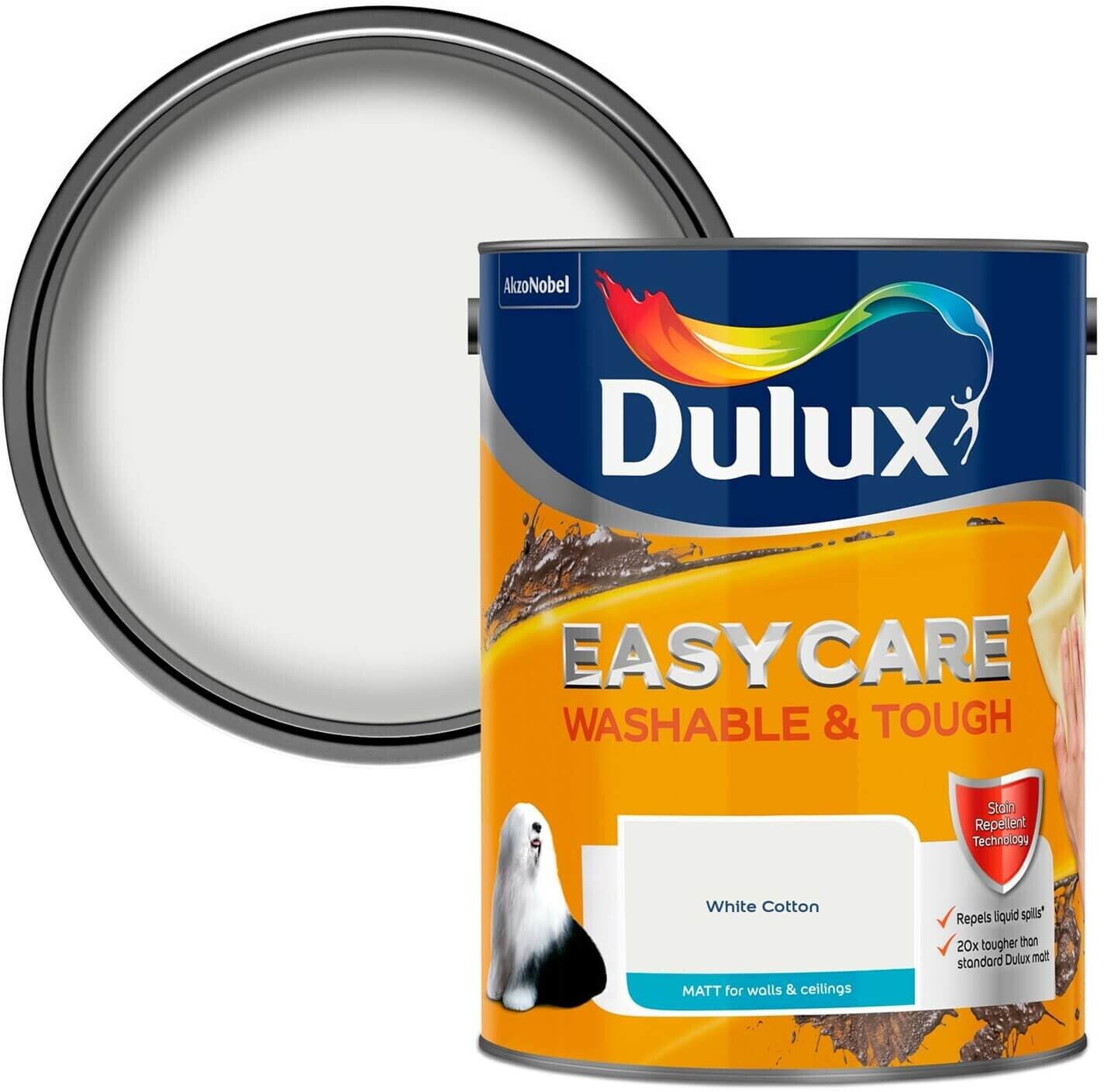 Photos - Paint / Enamel Dulux Easycare Washable & Tough White Cotton Matt Paint 5L 