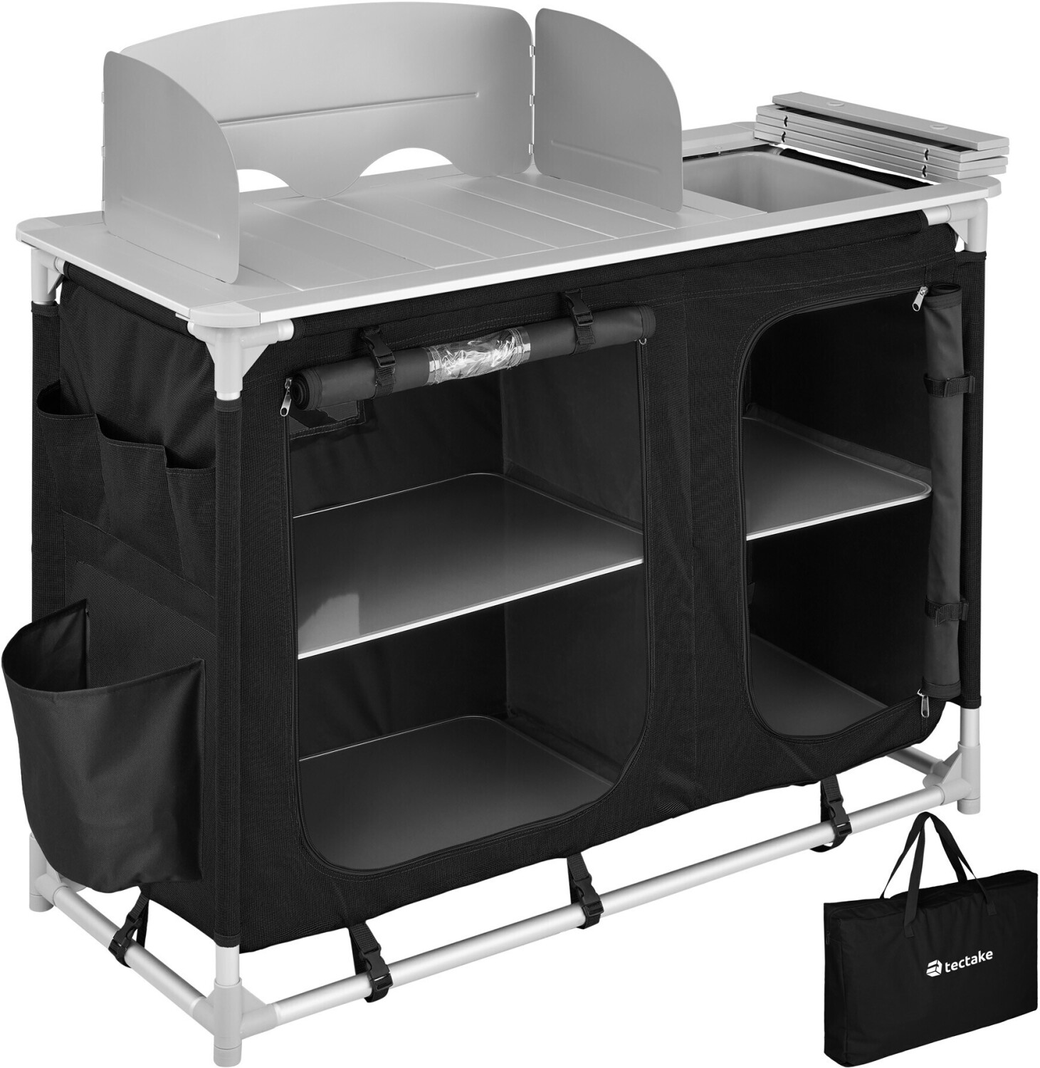 TecTake Camping Kitchen 116x52x107 black grey