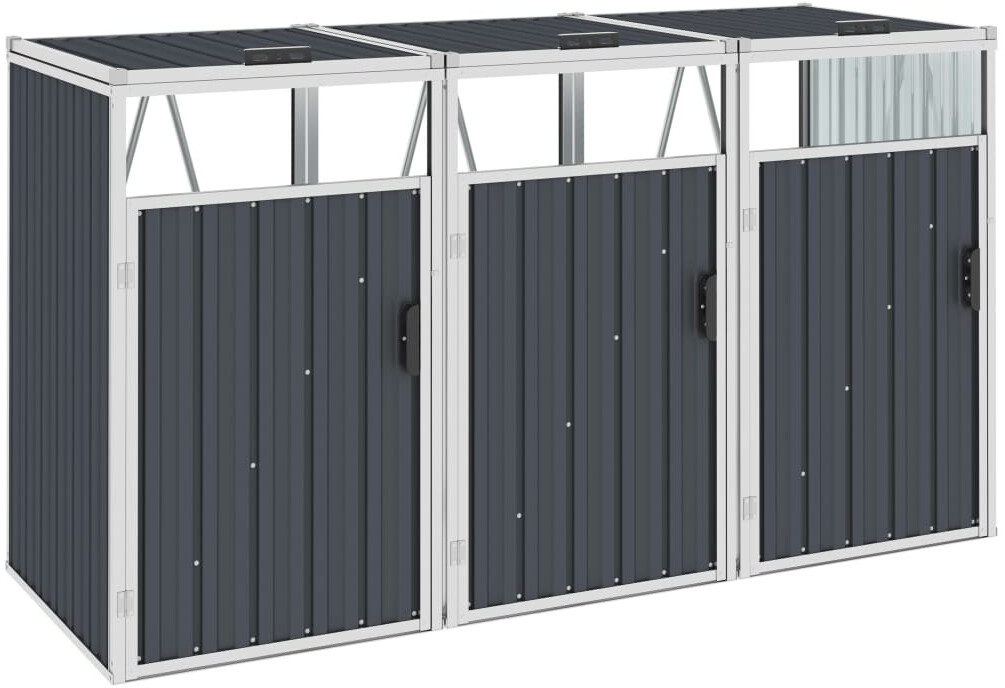 vidaXL Steel Bin Storage Box 3 x 240L Anthracite (46283)