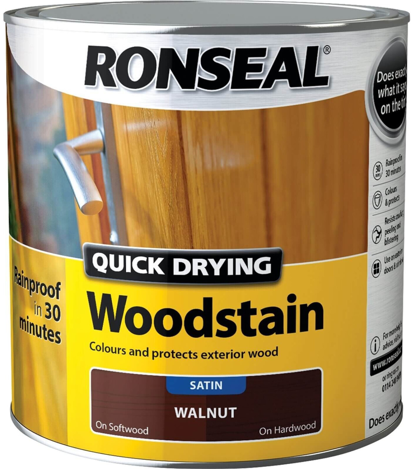 Ronseal Quick Drying Woodstain Satin Walnut - 2.5L