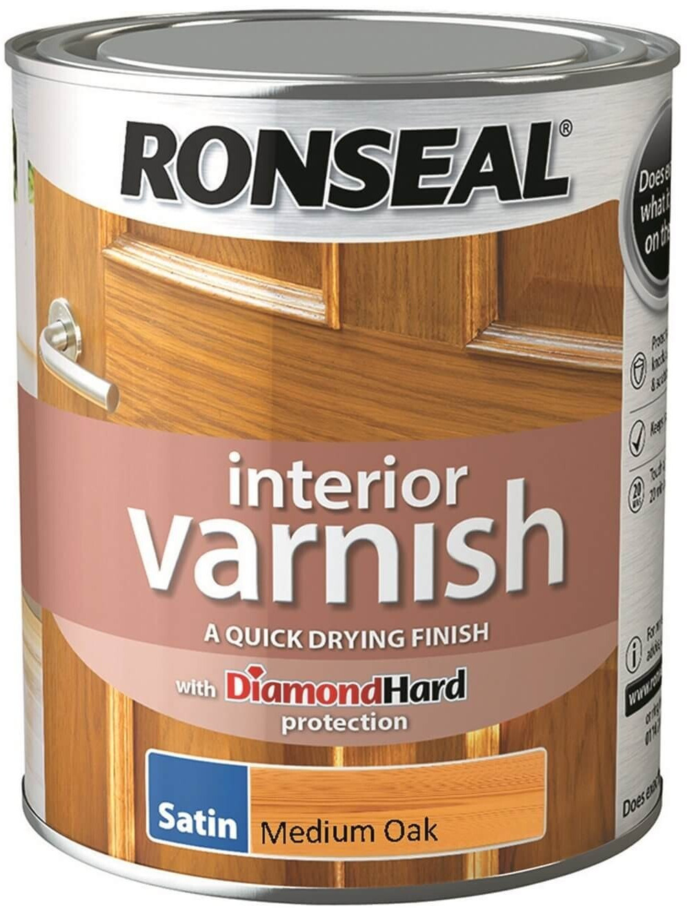 Ronseal Interior Varnish Satin Medium Oak - 750ml
