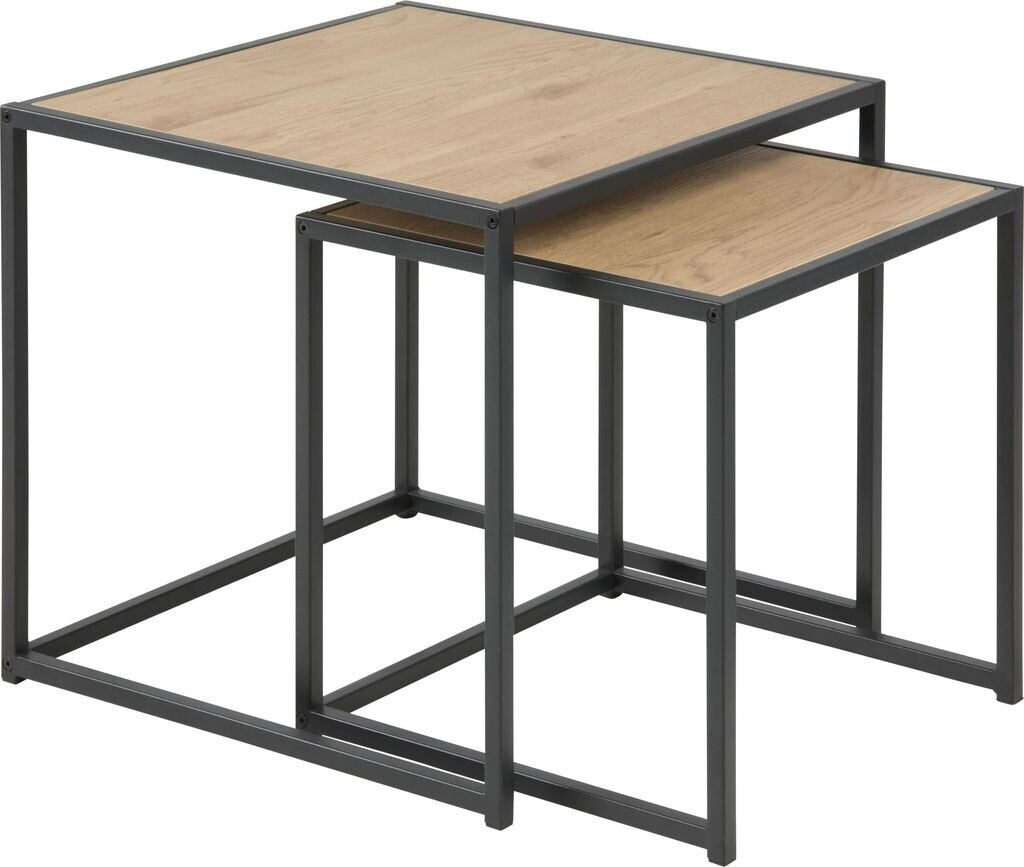 Actona Seaford Coffee Table Set 50cm + 45cm Black Brown