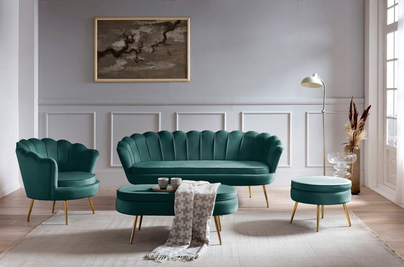 SalesFever Muschel-Sofa bei 180x54x78cm Preisvergleich grün ab € 3-Sitzer | 875,49