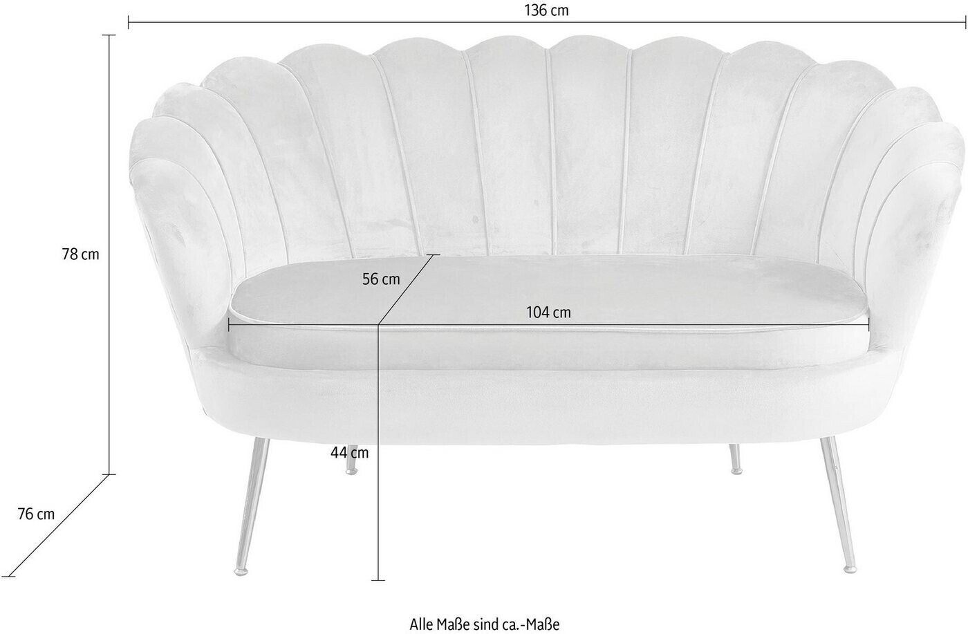 SalesFever Muschel-Sofa bei 539,00 136x78x76cm Preisvergleich | 2-Sitzer ab € hellgrau