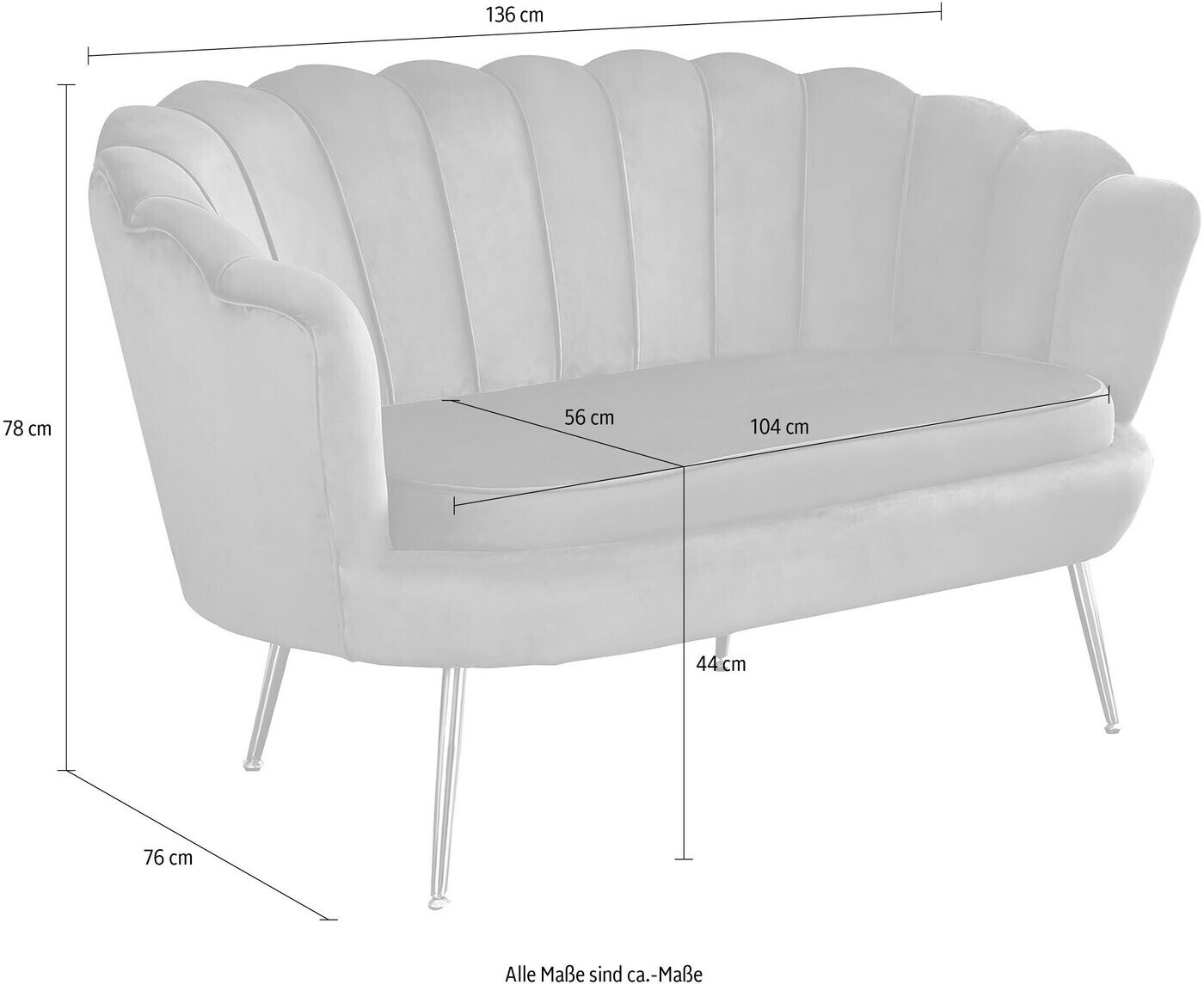 Muschel-Sofa SalesFever Preisvergleich ab 499,00 | 2-Sitzer 136x78x76cm € grün bei