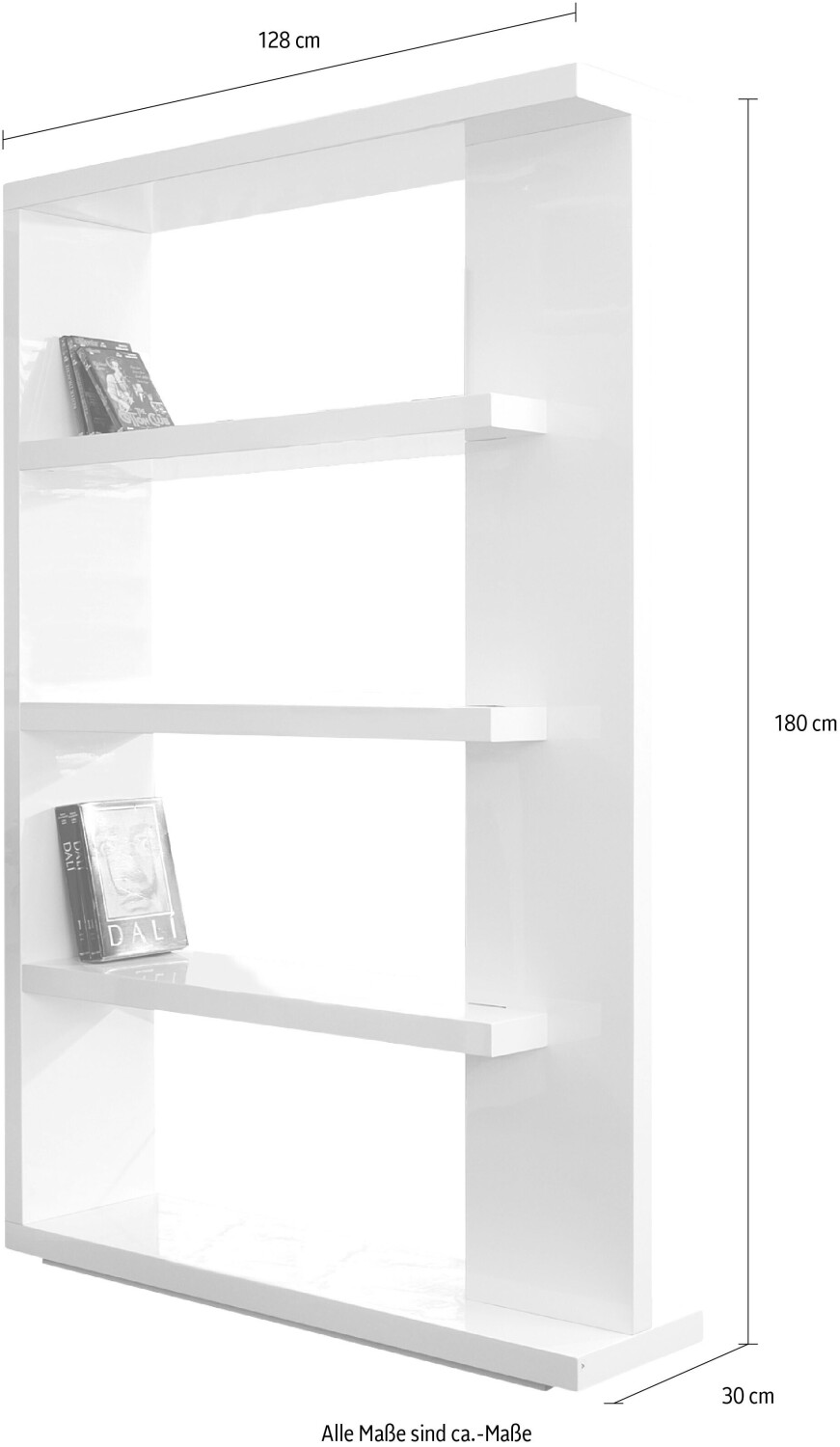 SalesFever Raumteilerregal 128x30x180cm Hochglanz weiß (305553) ab 449,00 €  | Preisvergleich bei