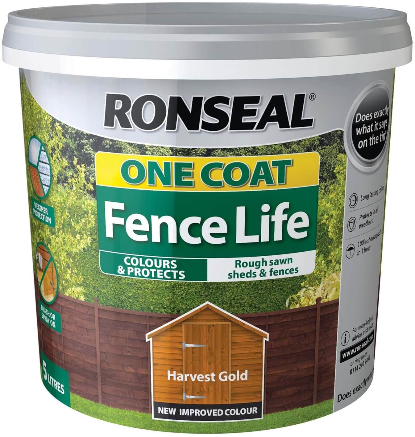 Ronseal One Coat Fence - Life Harvest Gold 5 Litre