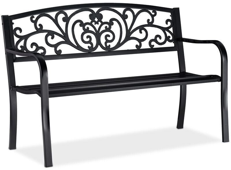 Relaxdays Garden bench metal ornaments