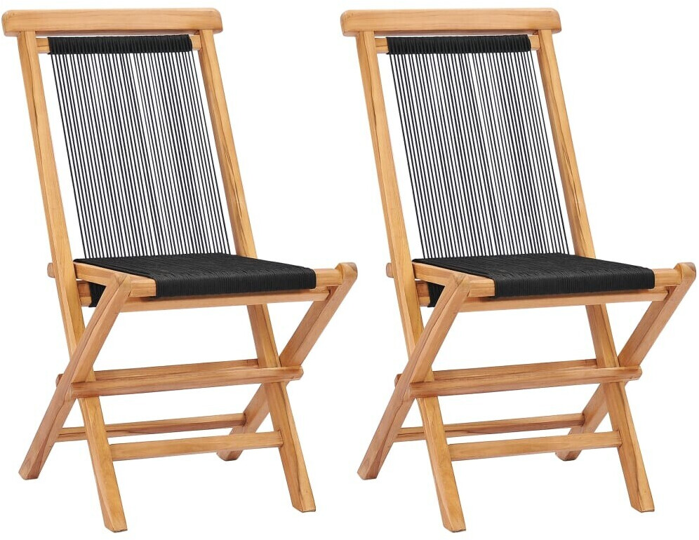 vidaXL Chaise pliable de jardin en teck solide (2 pièces)
