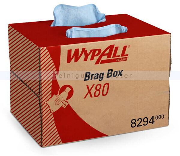 Kimberly-Clark Wiping cloth WYPALL X80 BRAG box steel blue 2 ply, I fold, HYDROKNIT, 1 box x 160 wipes
