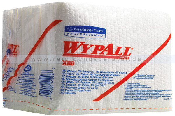 Kimberly-Clark Wiping cloth WYPALL X80 quarter-folded white 1 ply, 1/4 fold, HYDROKNIT, 4 bags x 50 wipes